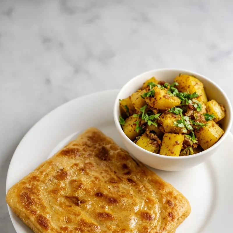 Egg Moglai Porota with Alu Sabji